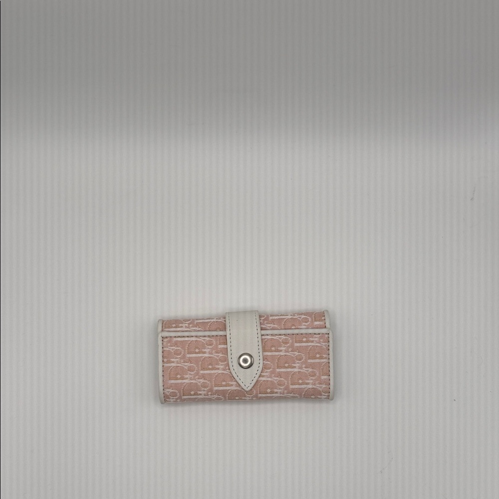 Dior Pink and White Trotter Canvas Key Case